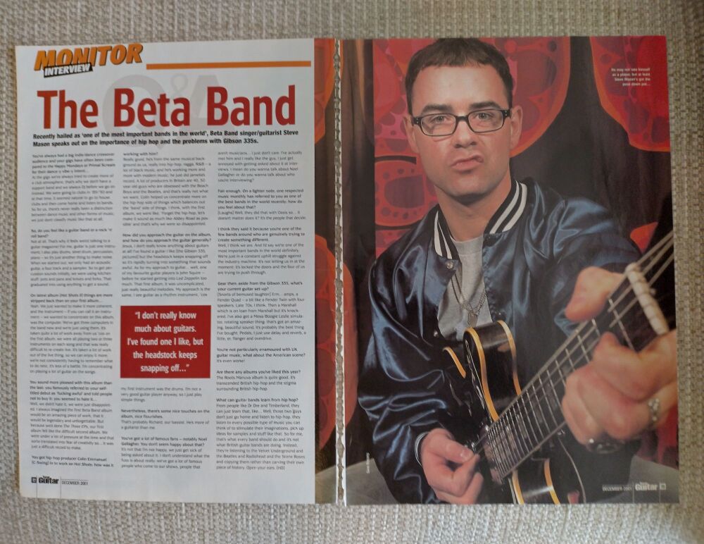 The Beta Band feature (magazine clipping from 2001)