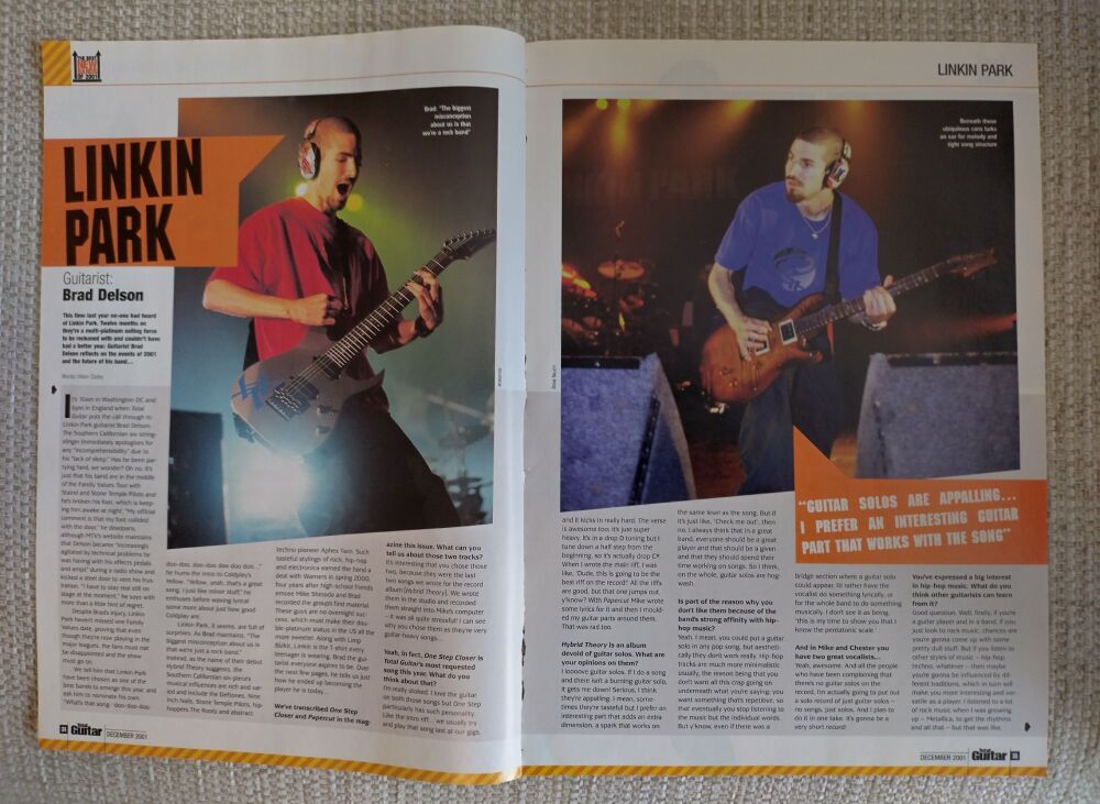 Linkin Park feature (magazine clipping from 2001)