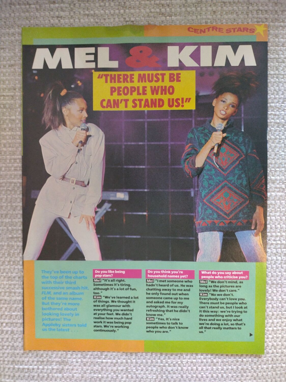Mel Appleby and Kim Appleby feature (magazine clipping from 1987)