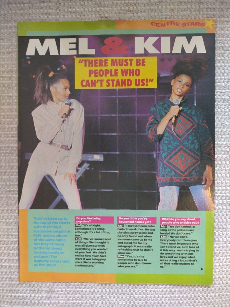 Mel Appleby and Kim Appleby feature (magazine clipping from 1987)