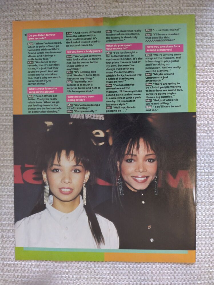 Mel Appleby and Kim Appleby feature (magazine clipping from 1987)