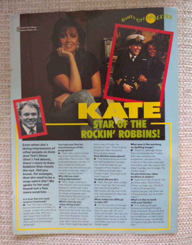 Kate Robbins feature (magazine clipping from 1987)