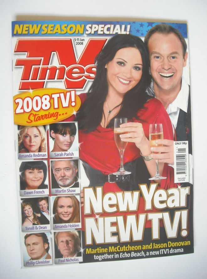 TV Times magazine - Martine McCutcheon and Jason Donovan cover (5-11 January 2008)