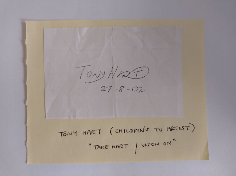 Tony Hart autograph (hand-signed piece of paper)