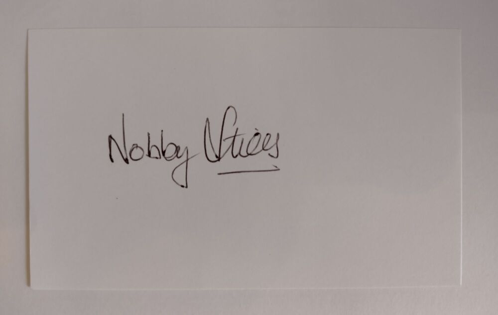 Nobby Stiles autograph (hand-signed card)