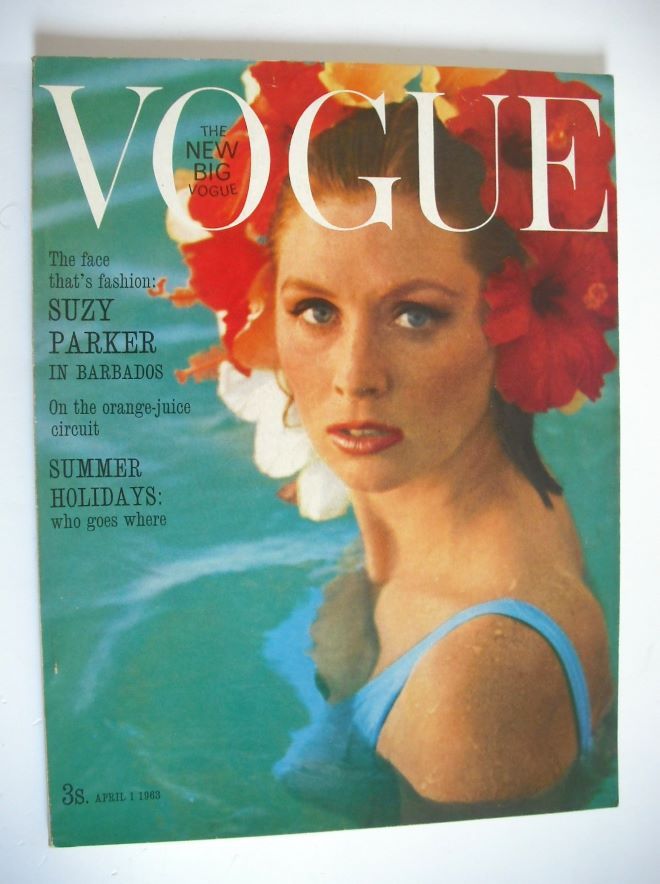 British Vogue magazine - 1 April 1963 - Suzy Parker cover