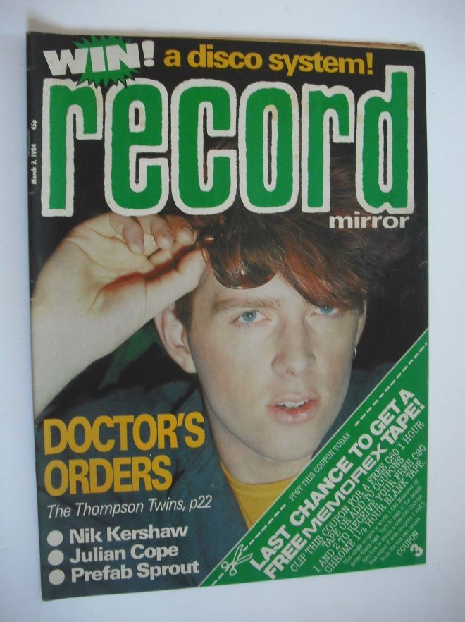 Record Mirror magazine - Tom Bailey cover (3 March 1984)