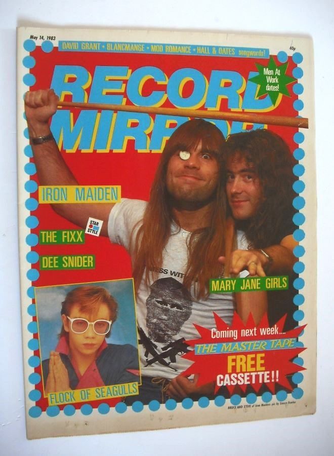 Record Mirror magazine - Bruce Dickinson and Steve Harris cover (14 May 1983)