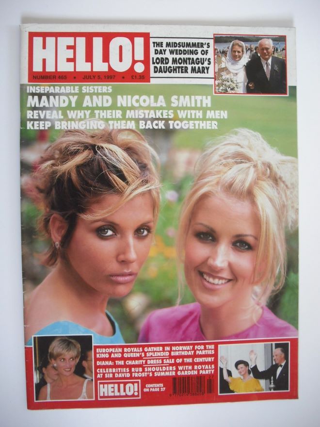 Hello! magazine - Mandy Smith and Nicola Smith cover (5 July 1997 - Issue 465)