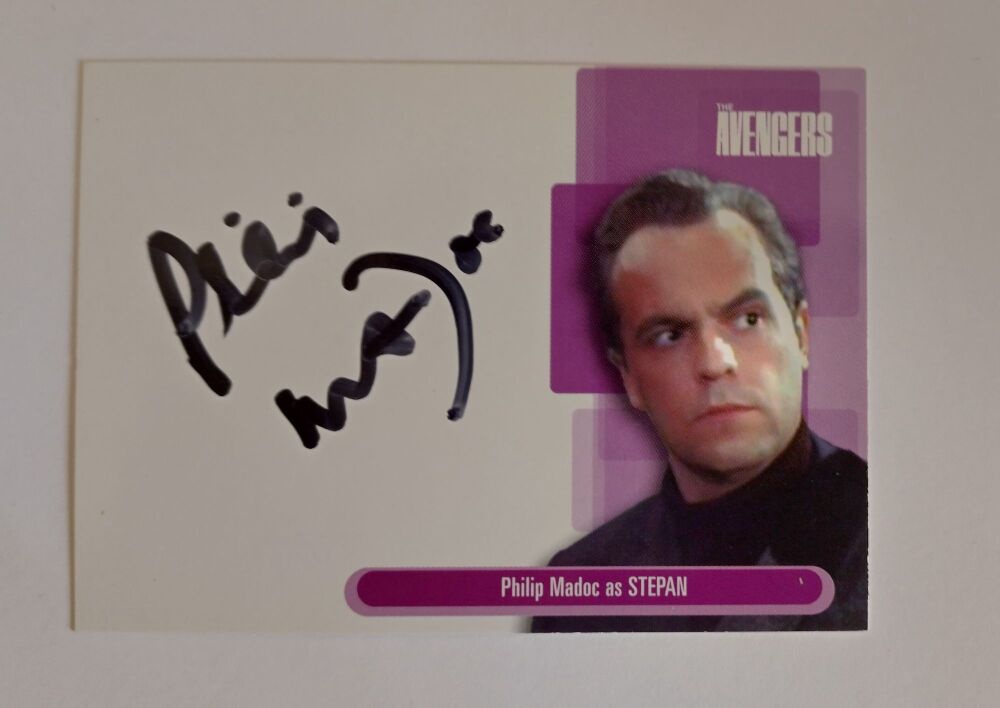 Philip Madoc autograph (hand-signed Avengers cast card)