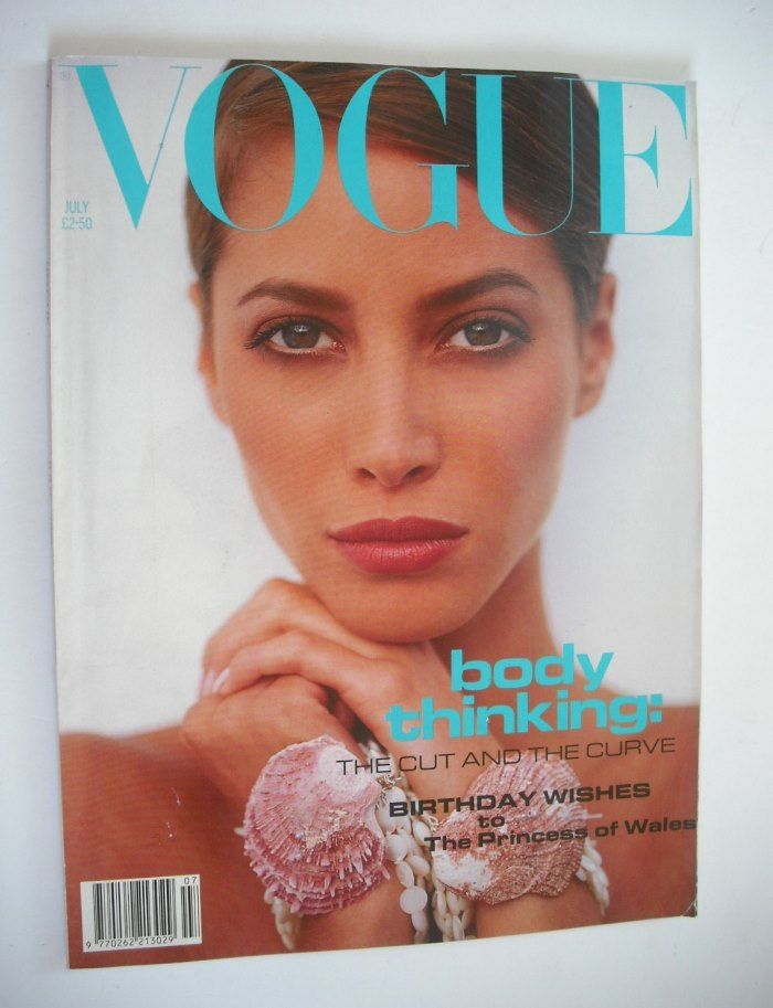 British Vogue magazine - July 1991 - Christy Turlington cover
