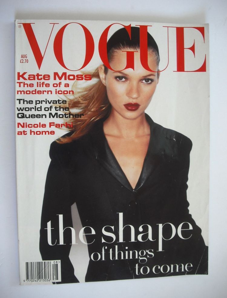 British Vogue magazine - August 1994 - Kate Moss cover
