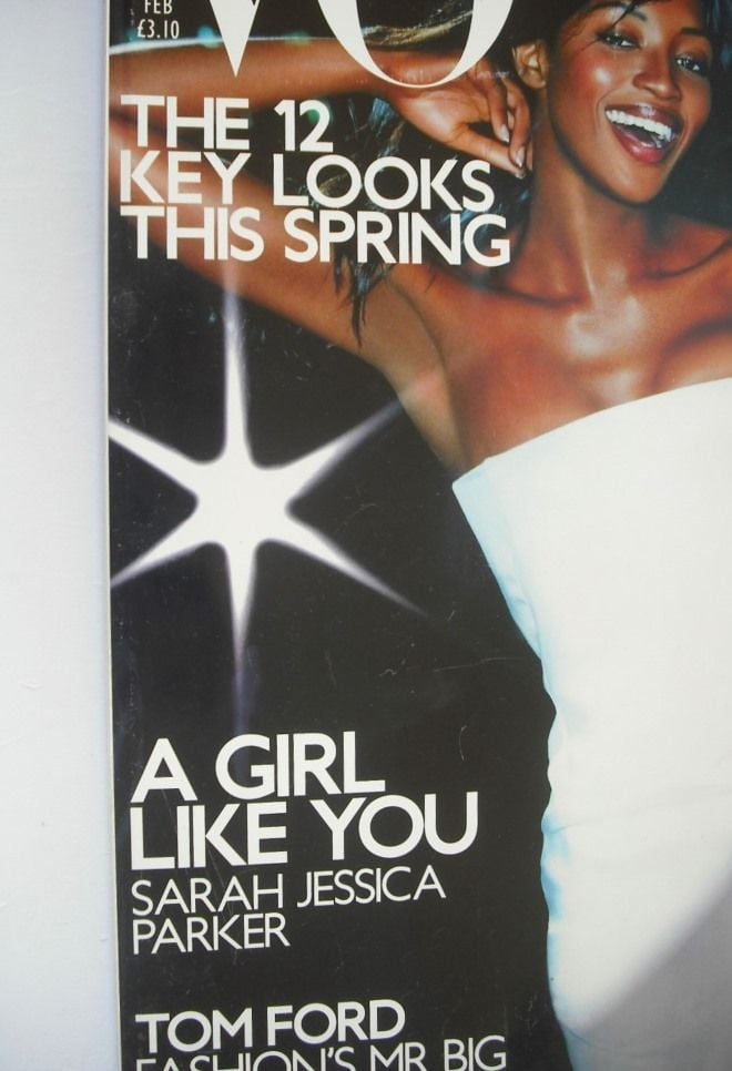 British Vogue magazine - February 2001 - Naomi Campbell cover