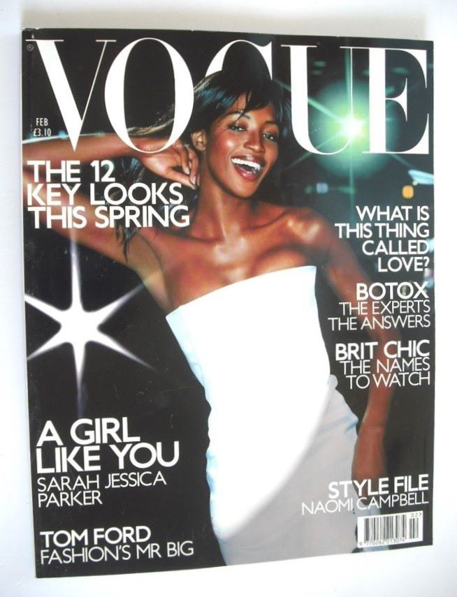 British Vogue magazine - February 2001 - Naomi Campbell cover