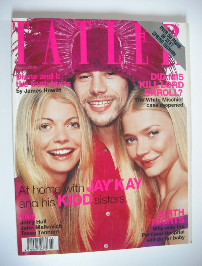 Tatler magazine - March 2000 - Jodie Kidd, Jemma Kidd and Jay Kay cover