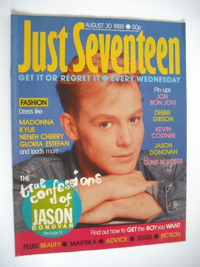 Just Seventeen magazine - 30 August 1989 - Jason Donovan cover