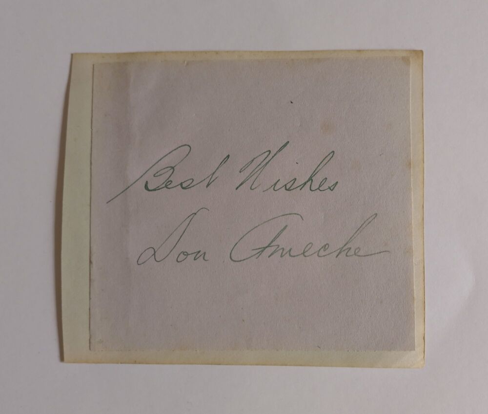 Don Ameche autograph (hand-signed piece of paper)