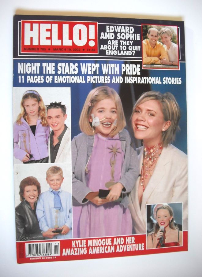 Hello! magazine - Pride of Britain Awards cover (19 March 2002 - Issue 705)