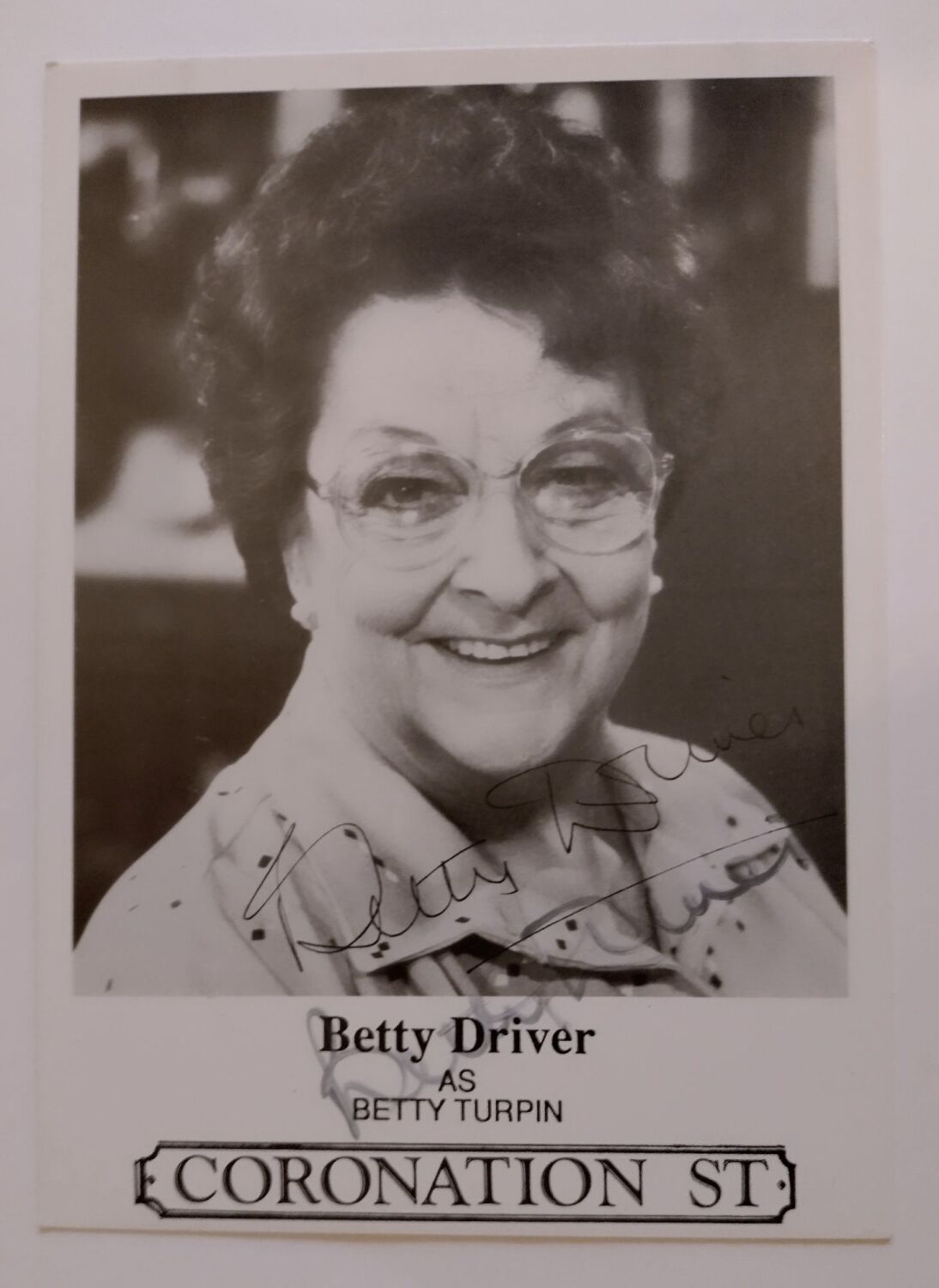 Betty Driver autograph (hand-signed photograph)