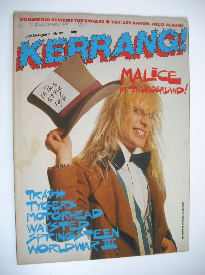 Kerrang magazine - Jay Reynolds cover (25 July-7 August 1985 - Issue 99)