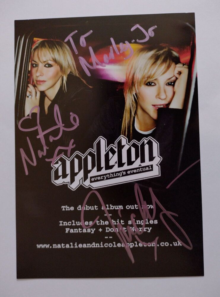 Natalie Appleton and Nicole Appleton autographs (hand-signed photograph)