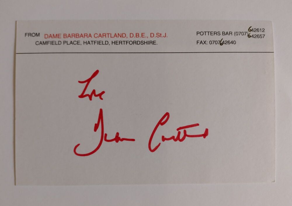 Barbara Cartland autograph (hand-signed card)