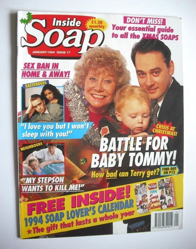 Inside Soap magazine - Nigel Pivaro and Elizabeth Dawn cover (January 1994)