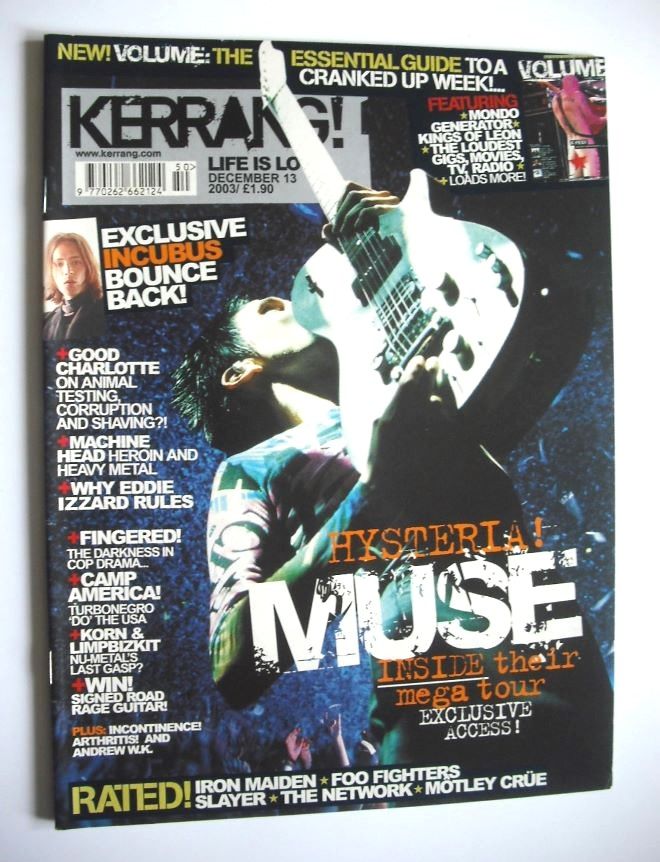 <!--2003-12-13-->Kerrang magazine - Muse cover (13 December 2003 - Issue 98