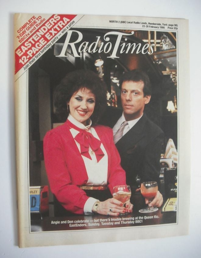 Radio Times magazine - Leslie Grantham and Anita Dobson cover (22-28 February 1986)