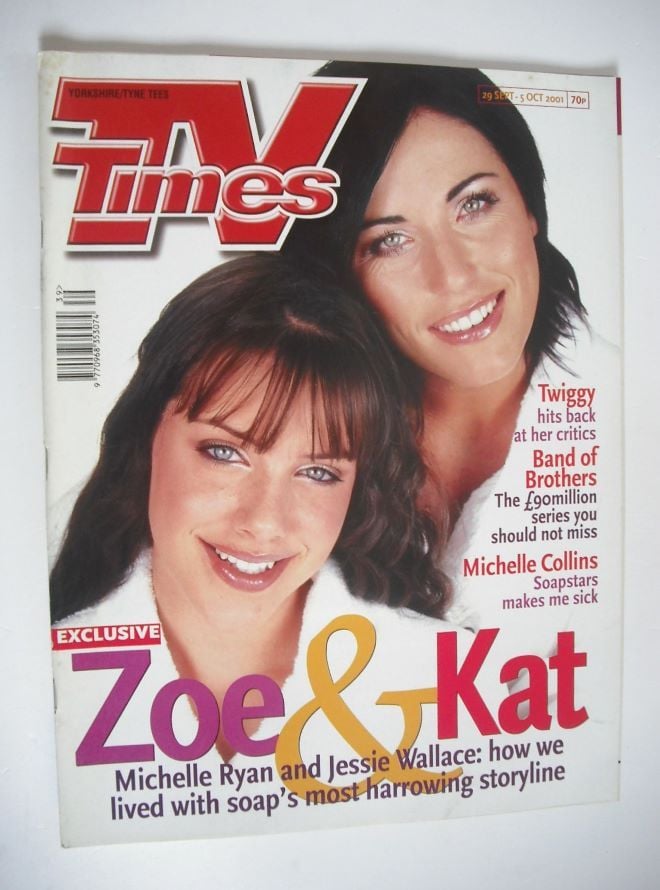 TV Times magazine - Michelle Ryan and Jessie Wallace cover (29 September - 5 October 2001)