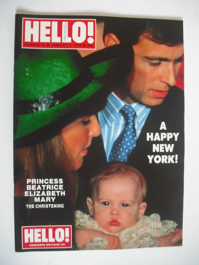 Hello! magazine - Princess Beatrice Elizabeth Mary christening cover (7 January 1989 - Issue 33)