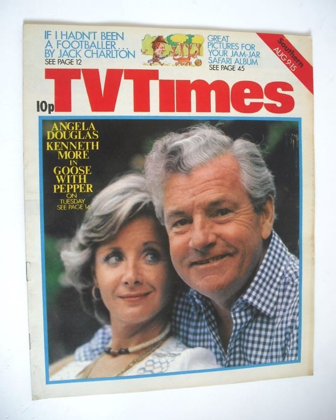TV Times magazine - Angela Douglas and Kenneth More cover (9-15 August 1975)