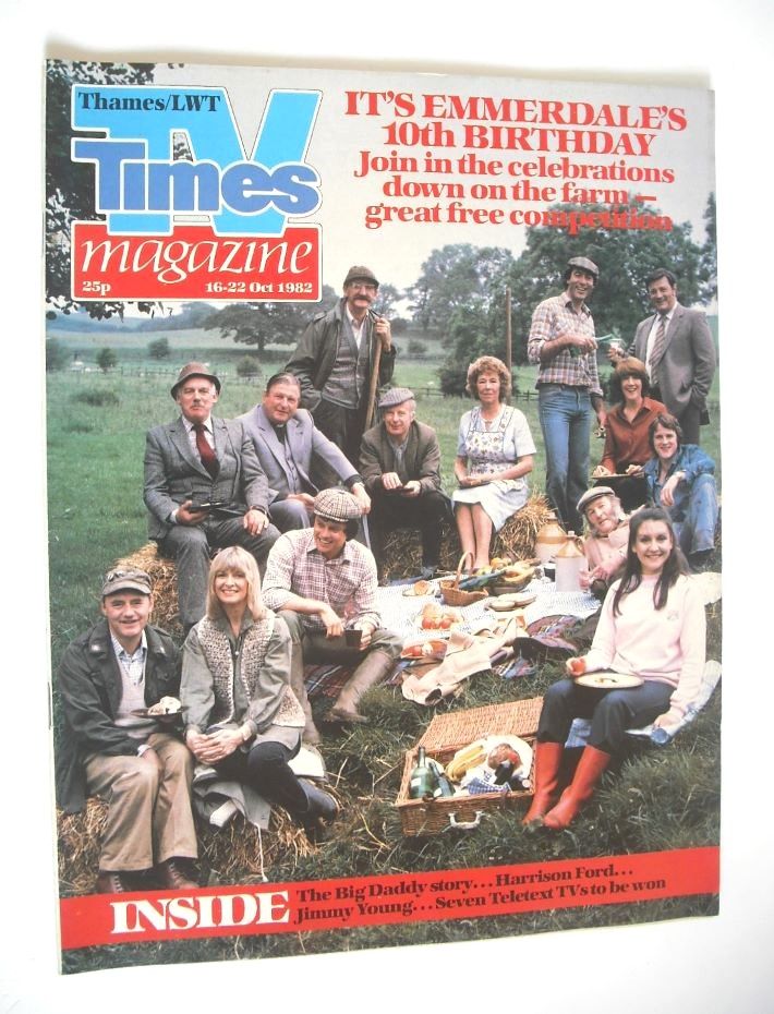 TV Times magazine - Emmerdale 10th Birthday cover (16-22 October 1982)