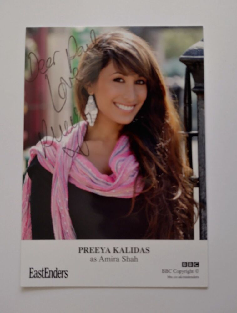 Preeya Kalidas autograph (hand-signed EastEnders cast card)