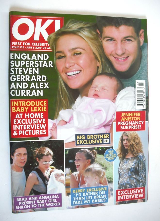 OK! magazine - Steven Gerrard, Alex Curran and baby Lexie cover (6 June 2006 - Issue 523)