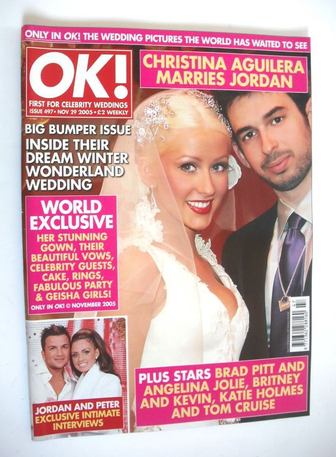 OK! magazine - Jordan Bratman and Christina Aguilera wedding cover (29 November 2005 - Issue 497)