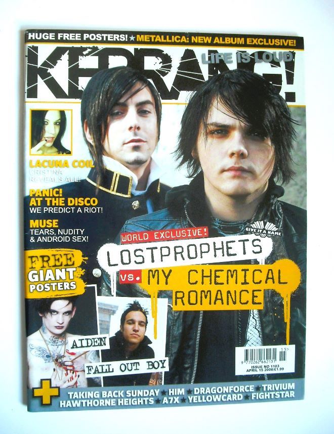 <!--2006-04-15-->Kerrang magazine - Ian Watkins and Gerard Way cover (15 Ap