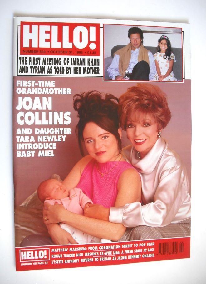 Hello! magazine - Joan Collins, Tara Newley and baby Miel cover (31 October 1998 - Issue 533)