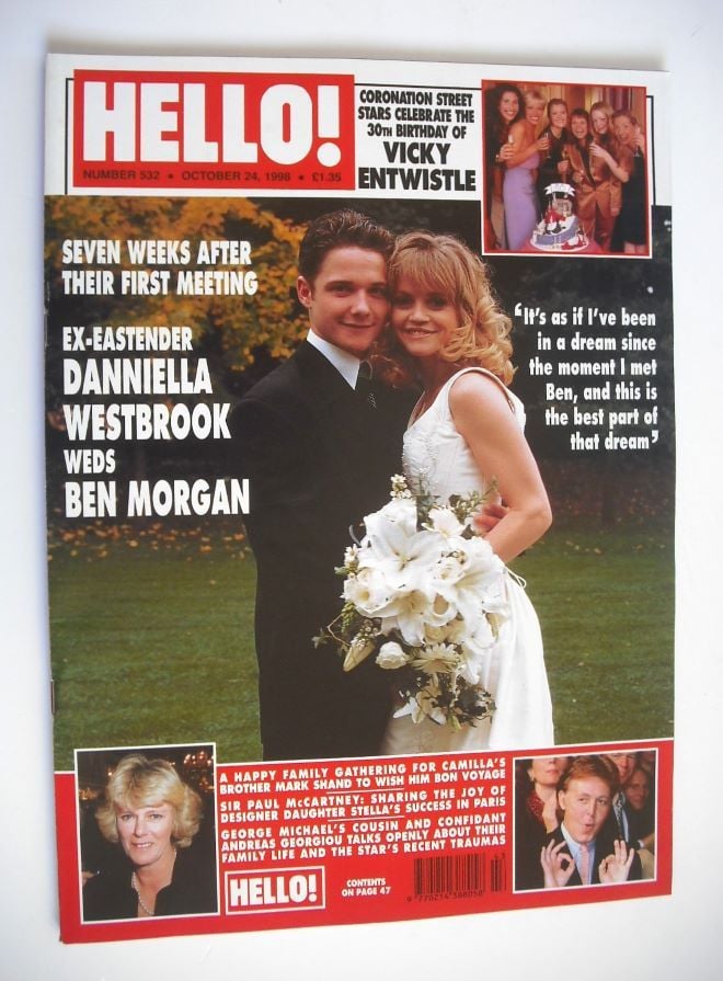 Hello! magazine - Danniella Westbrook and Ben Morgan wedding cover (24 October 1998 - Issue 532)