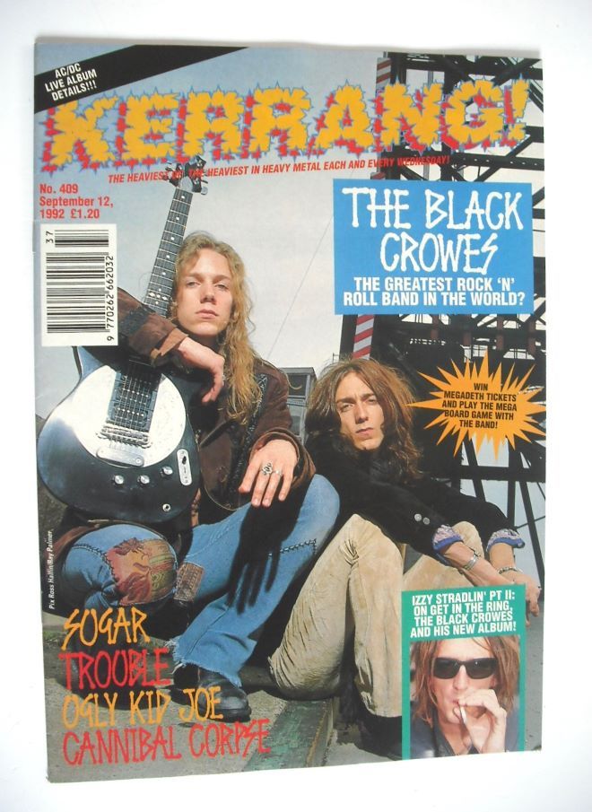Kerrang magazine - The Black Crowes cover (12 September 1992 - Issue 409)