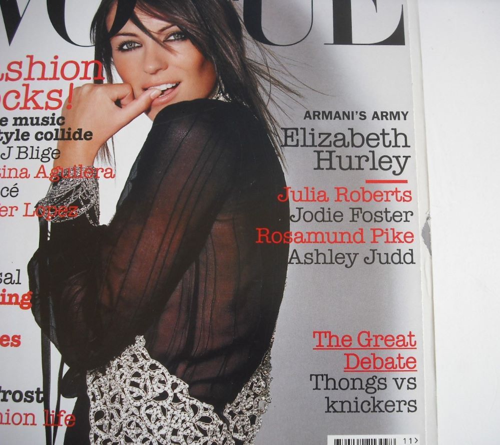 British Vogue magazine - November 2003 - Elizabeth Hurley cover