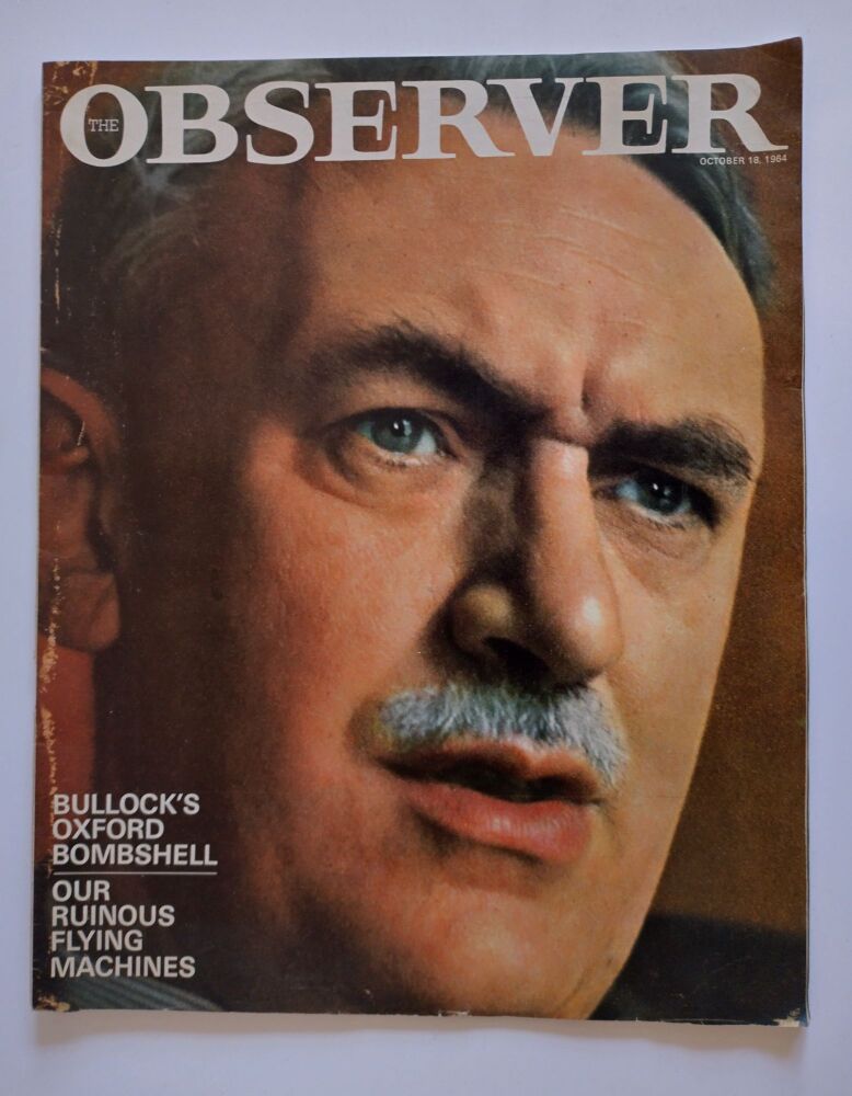The Observer magazine - Alan Bullock cover (18 October 1964)
