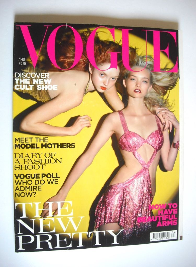 British Vogue magazine - April 2004 - Lily Cole and Gemma Ward cover