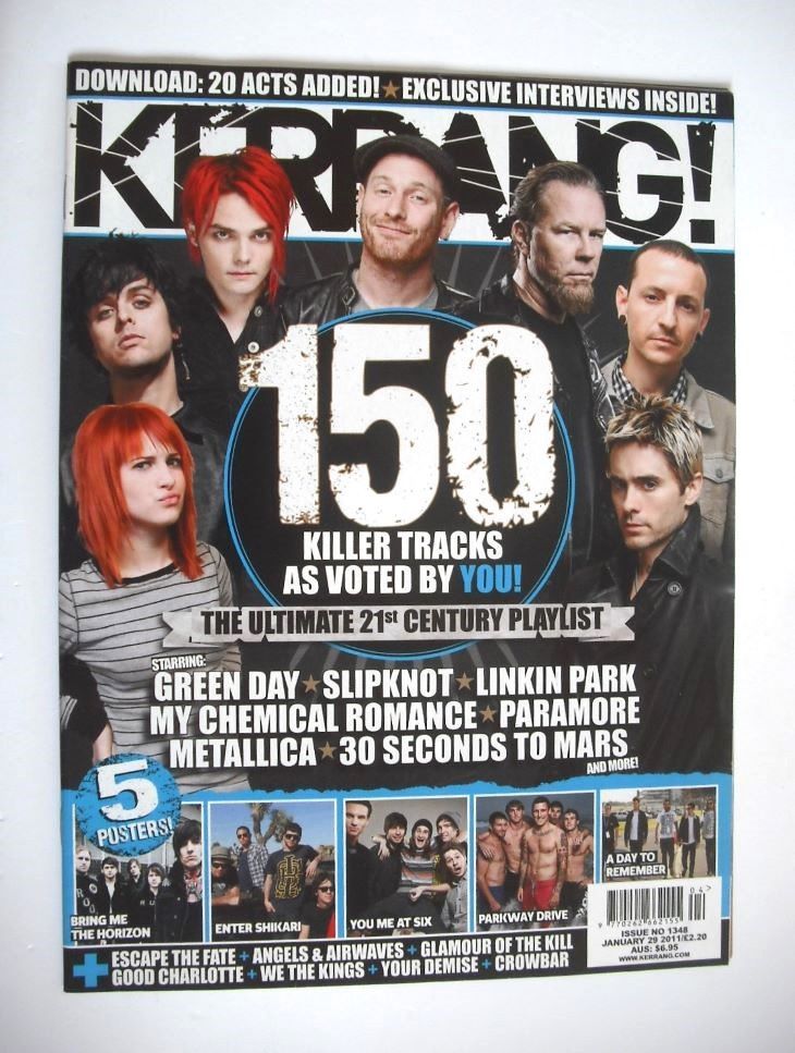 Kerrang magazine - 150 Killer Tracks cover (29 January 2011 - Issue 1348)