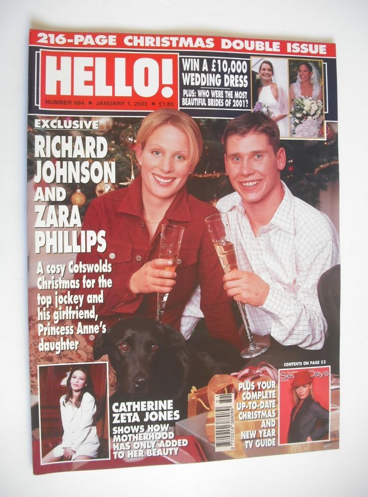 Hello! magazine - Zara Phillips and Richard Johnson cover (1 January 2002 - Issue 694)