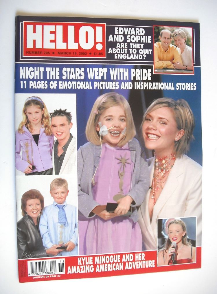 Hello! magazine - Pride of Britain Awards cover (19 March 2002 - Issue 705)