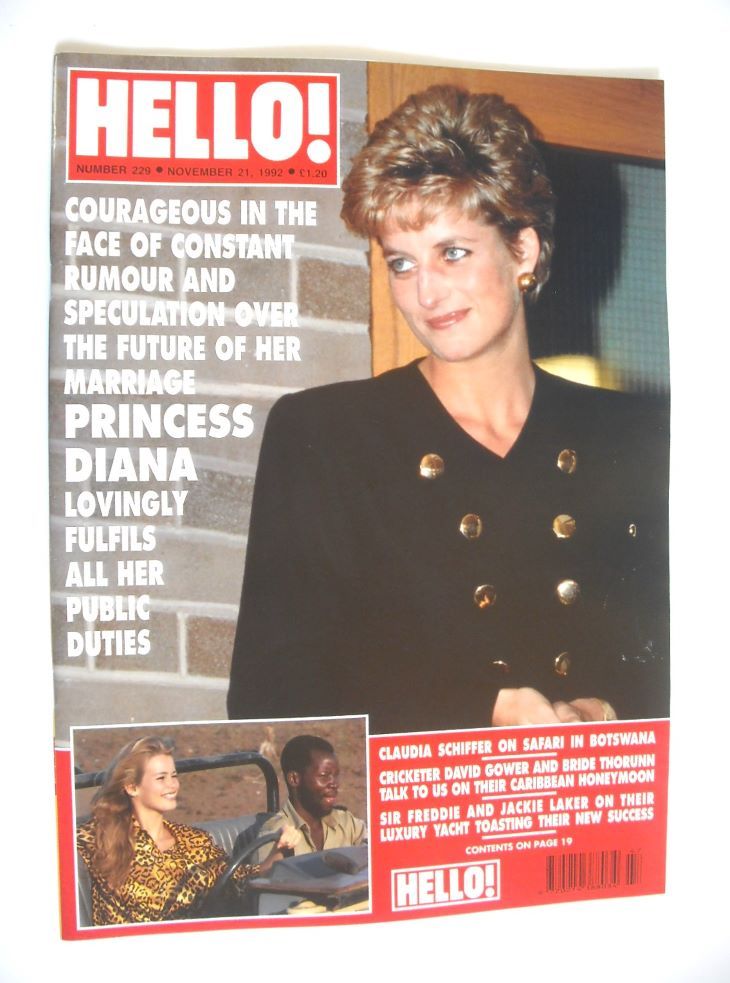 Hello! magazine - Princess Diana cover (21 November 1992 - Issue 229)