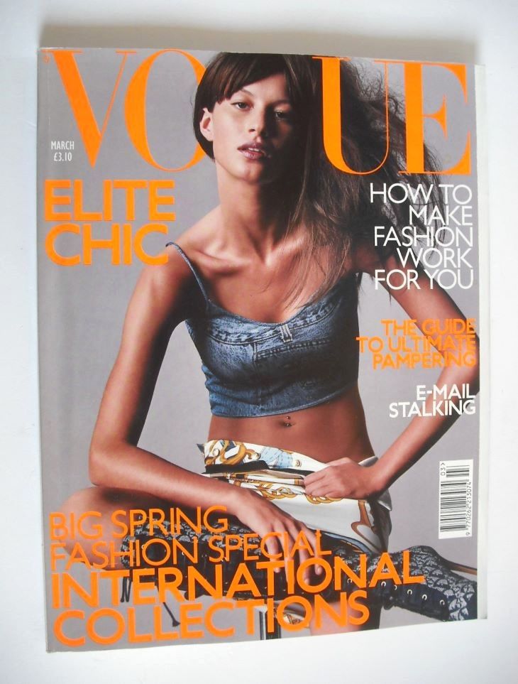 British Vogue magazine - March 2000 - Gisele Bundchen cover