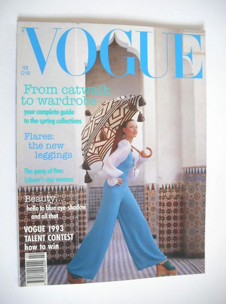 British Vogue magazine - February 1993 - Nadja Auermann cover