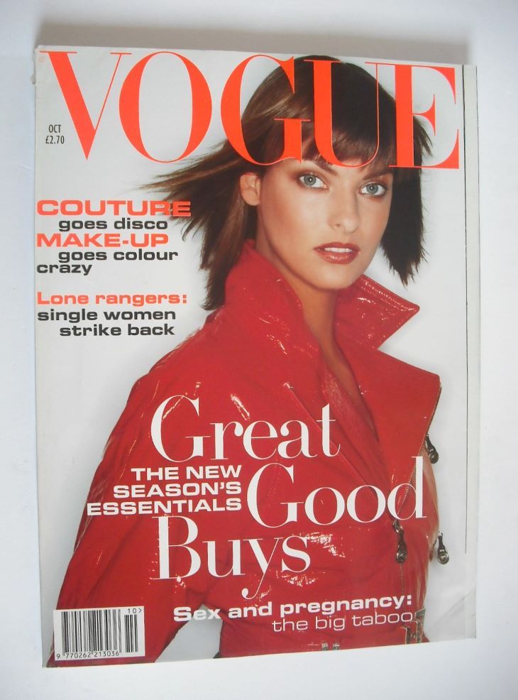 British Vogue magazine - October 1994 - Linda Evangelista cover